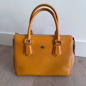 Kelly Bag Inspired Top Handle Cross Body Leather Bag - Orange